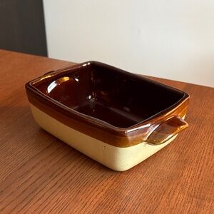 MCM - Brown & Tan Glazed Ceramic Baking Dish
